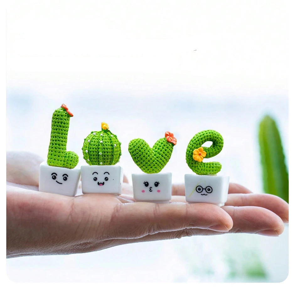 Conjunto com 4 Mini Plantas Suculentas de Resina – Decoração para Casa, Escritório ou Carro