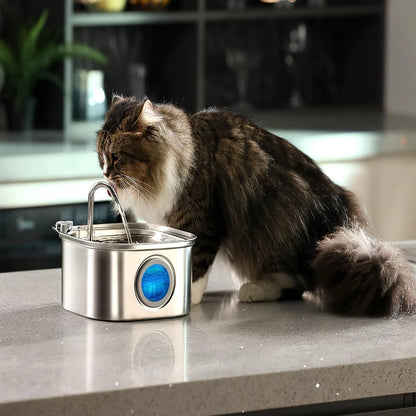 Fonte de Água Automática em Aço Inoxidável 3,2L – Bebedouro Inteligente para Gatos e Cães