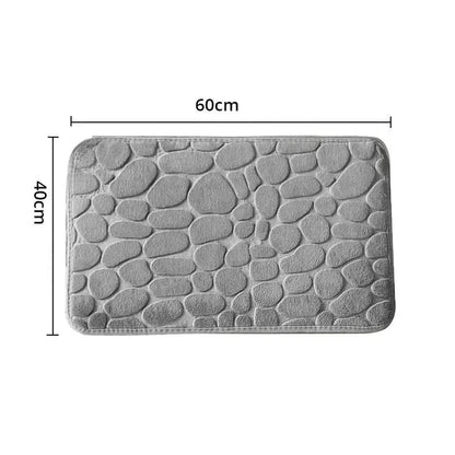 Tapete Emborrachado de Microfibra com Relevo – Antiderrapante para Banheiro e Sala, Estilo Pedras