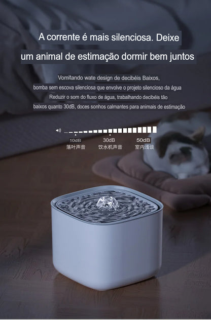 Fonte de Água Automática para Gatos 3L – Filtragem, Recirculação e Silenciosa USB
