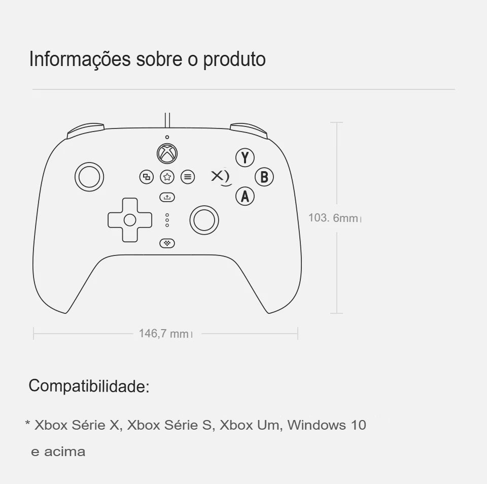 Controle com Fio 8BitDo Ultimate – Joystick com Sensor Hall Effect para Xbox e PC