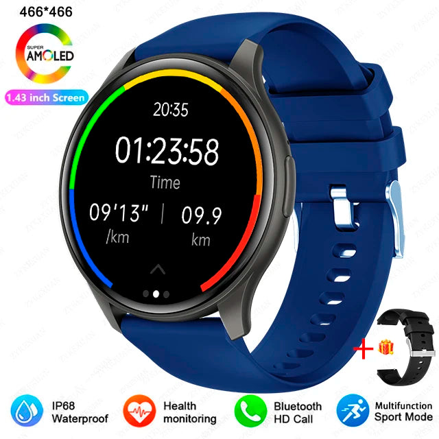 Smartwatch  com Tela AMOLED 1.43", Bluetooth e Monitoramento de Saúde – Compatível com Xiaomi, Huawei, Android e iOS
