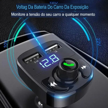 Transmissor FM Bluetooth para Carro – Carregador Automotivo