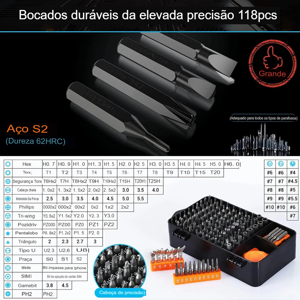 Kit de Chaves de Fenda Magnéticas WOZOBUY – 25 em 1 com Bits Torx, Philips, Tri-Wing, Y e Mais