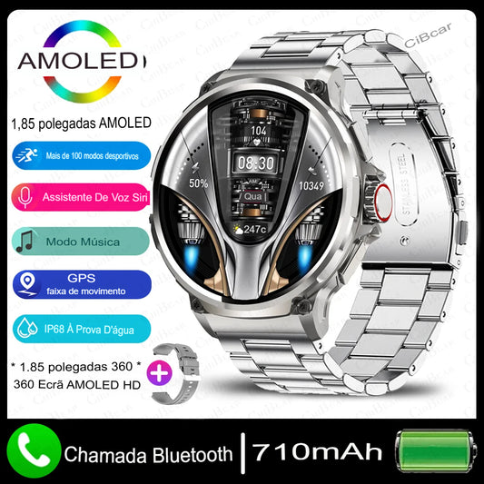 Smartwatch ChiBear – Tela AMOLED Ultra HD 1.85" | Bateria 710mAh | Chamadas Bluetooth | IP68