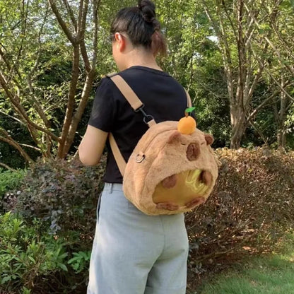 Mochila de Pelúcia Capivara | Mochila Fofa e Estilosa, Presente Criativo para Crianças e Adultos
