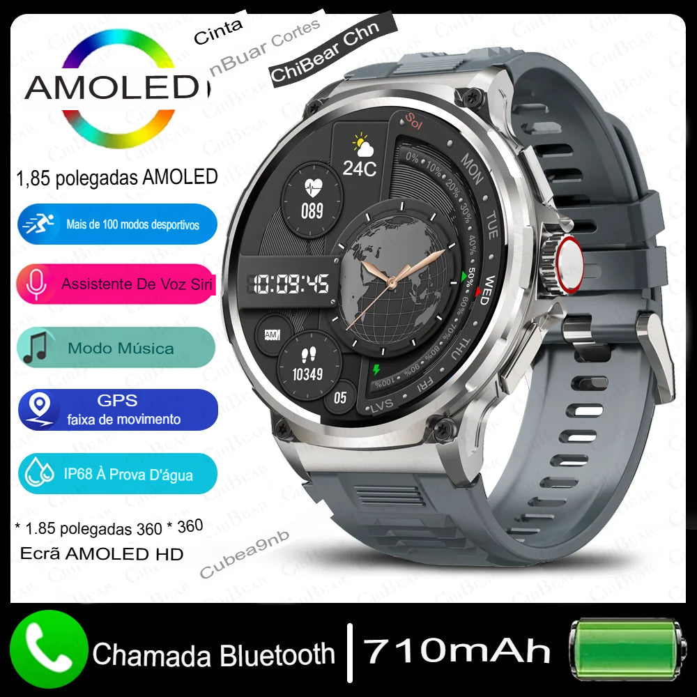 Smartwatch ChiBear – Tela AMOLED Ultra HD 1.85" | Bateria 710mAh | Chamadas Bluetooth | IP68