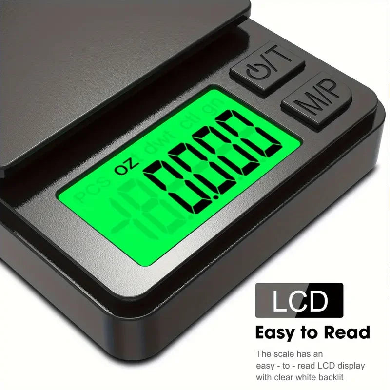 Balança de Bolso de Alta Precisão 1000g x 0.1g – Digital para Alimentos, Joias e Uso Diário com Display LCD