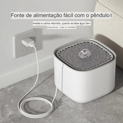 Fonte de Água Automática para Gatos 3L – Filtragem, Recirculação e Silenciosa USB