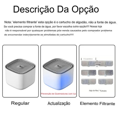 Fonte de Água Automática para Gatos 3L – Filtragem, Recirculação e Silenciosa USB