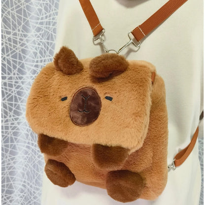 Mochila de Pelúcia Capivara | Mochila Fofa e Estilosa, Presente Criativo para Crianças e Adultos
