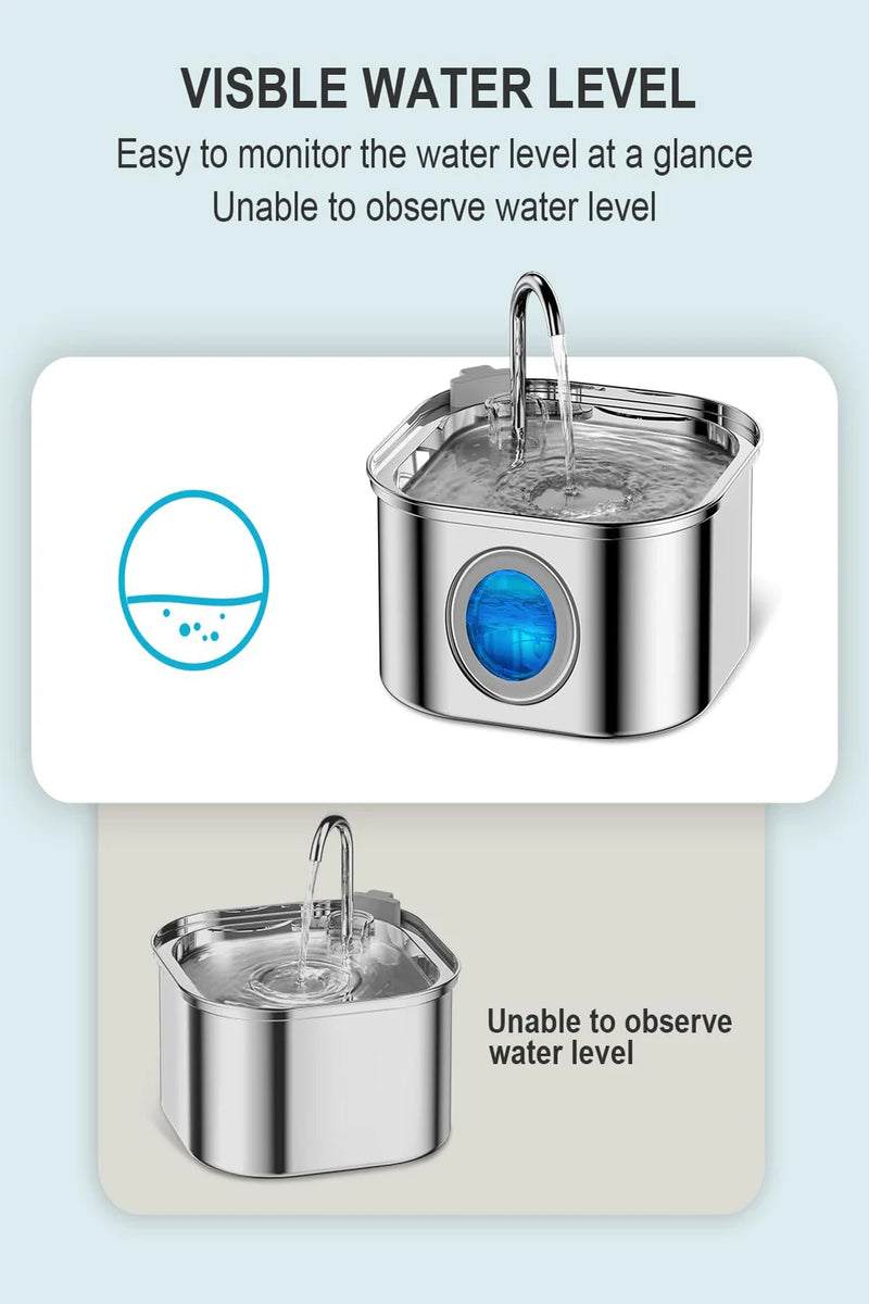 Fonte de Água Automática em Aço Inoxidável 3,2L – Bebedouro Inteligente para Gatos e Cães