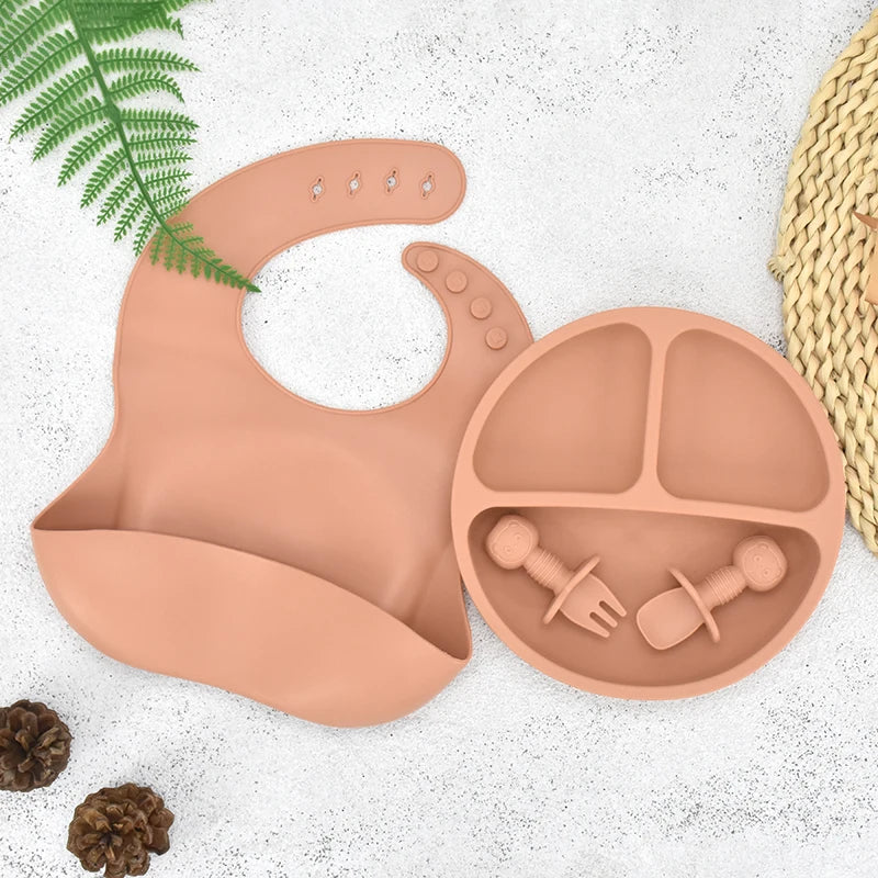 Conjunto de Pratos de Silicone para Bebês