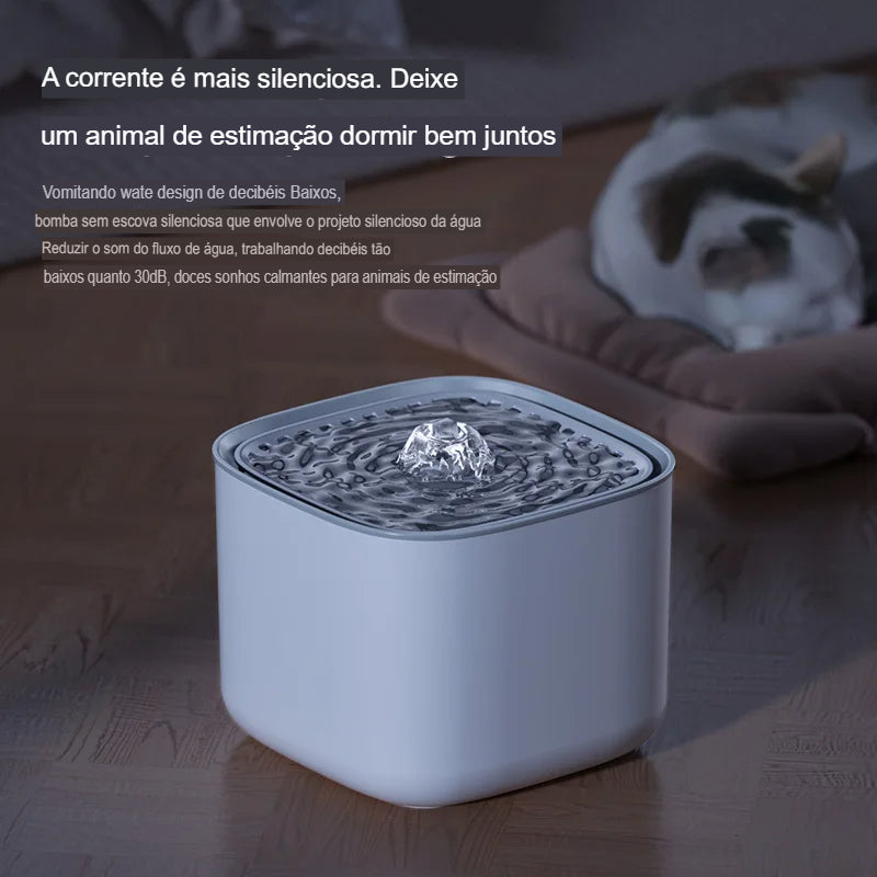 Fonte de Água Automática para Gatos 3L – Filtragem, Recirculação e Silenciosa USB