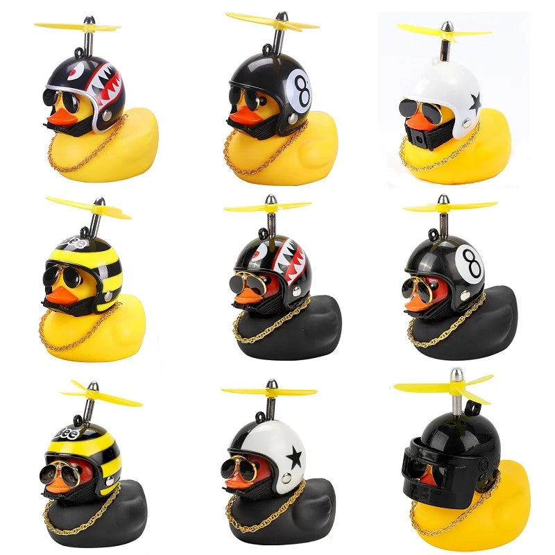 Brinquedo Pato de Borracha com Capacete e Óculos de Sol