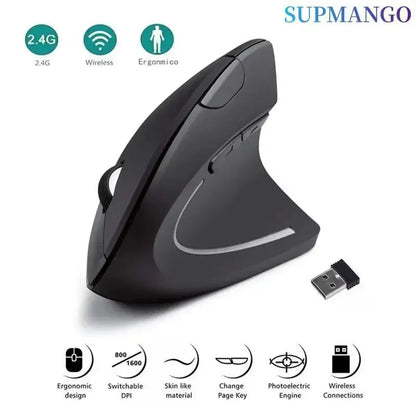 Mouse Vertical Ergonômico Sem Fio SUPMANGO | 2.4GHz | 6 Botões | 3 Níveis de DPI |