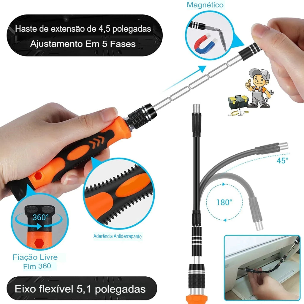 Kit de Chaves de Fenda Magnéticas WOZOBUY – 25 em 1 com Bits Torx, Philips, Tri-Wing, Y e Mais