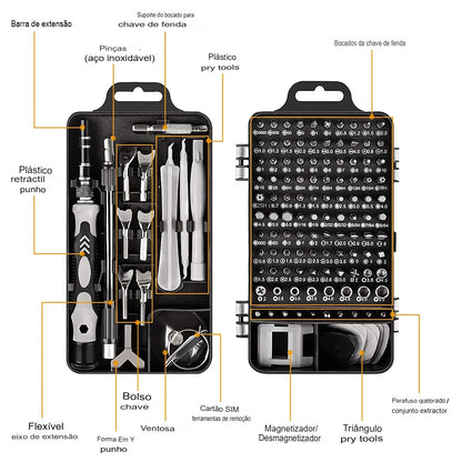 Kit de Chaves de Fenda Magnéticas WOZOBUY – 25 em 1 com Bits Torx, Philips, Tri-Wing, Y e Mais