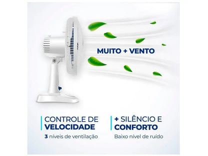 Ventilador de Mesa Mondial Super Power VSP-30-W – 3 Velocidades, Silencioso, 220V