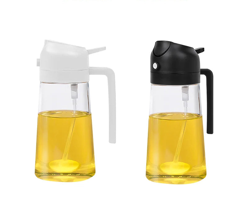 Spray de Óleo 2 em 1 – Pulverizador de Óleo para Cozinha, Garrafa de Óleo em Spray