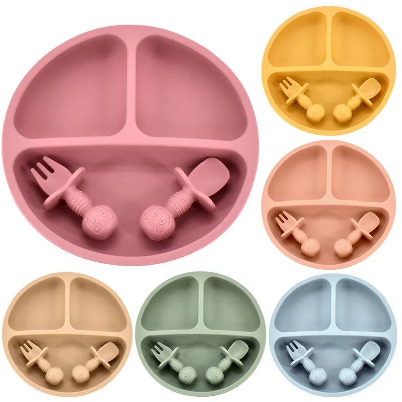 Conjunto de Pratos de Silicone para Bebês