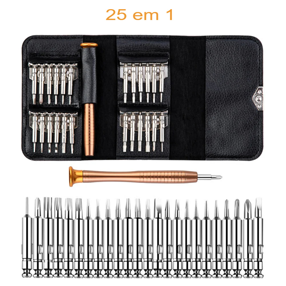 Kit de Chaves de Fenda Magnéticas WOZOBUY – 25 em 1 com Bits Torx, Philips, Tri-Wing, Y e Mais