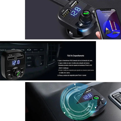 Transmissor FM Bluetooth para Carro – Carregador Automotivo