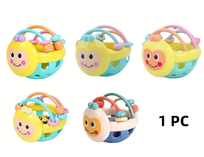 Bola Sensorial para Bebê 10cm com Chocalho - Andador Dobrável, Desenvolve Inteligência e Entretenimento para Bebês de 0 a 12 Meses