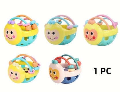 Bola Sensorial para Bebê 10cm com Chocalho - Andador Dobrável, Desenvolve Inteligência e Entretenimento para Bebês de 0 a 12 Meses