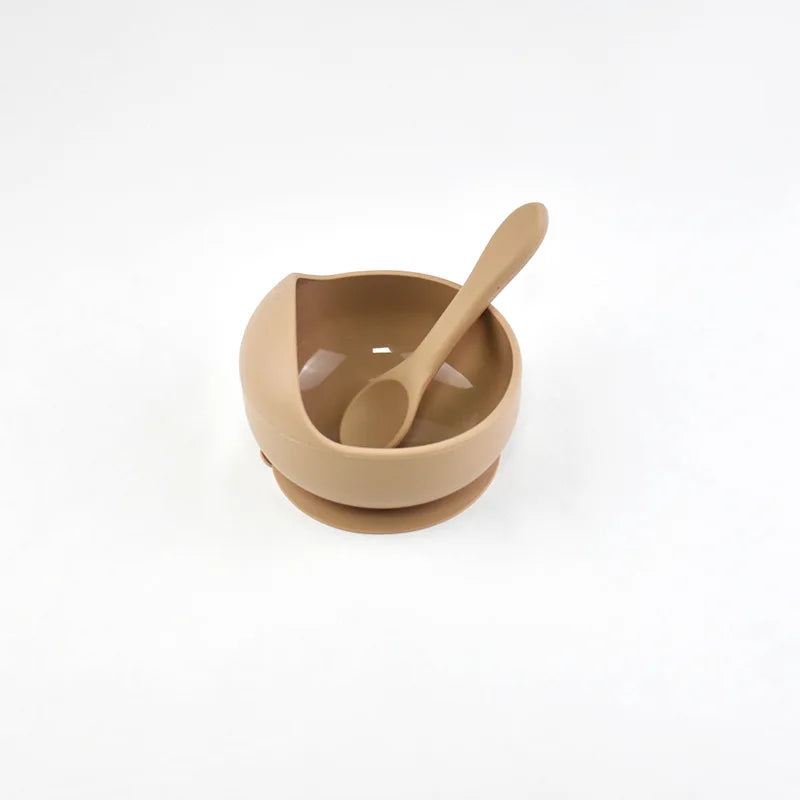 Conjunto de Tigela de Silicone com Ventosa Antiderrapante e Colher – Alimentação Infantil Segura, Antivazamento e Autotreinamento