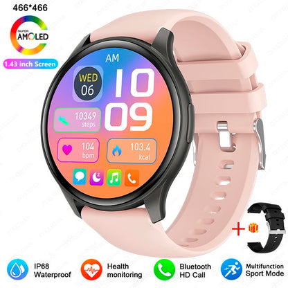 Smartwatch  com Tela AMOLED 1.43", Bluetooth e Monitoramento de Saúde – Compatível com Xiaomi, Huawei, Android e iOS