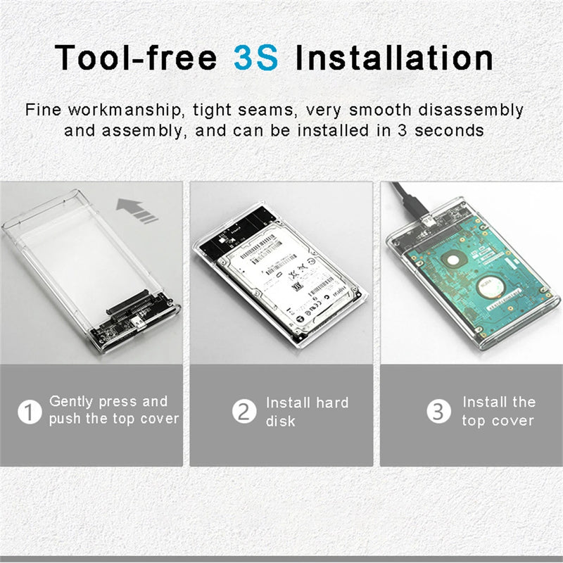 Case Transparente para HD/SSD 2,5” – Congdi | USB 3.0 para SATA III
