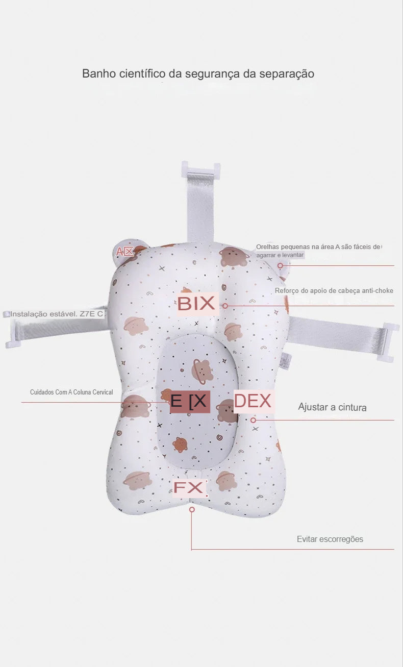 Almofada de Banho Dobrável Antiderrapante para Bebês - Conforto e Segurança