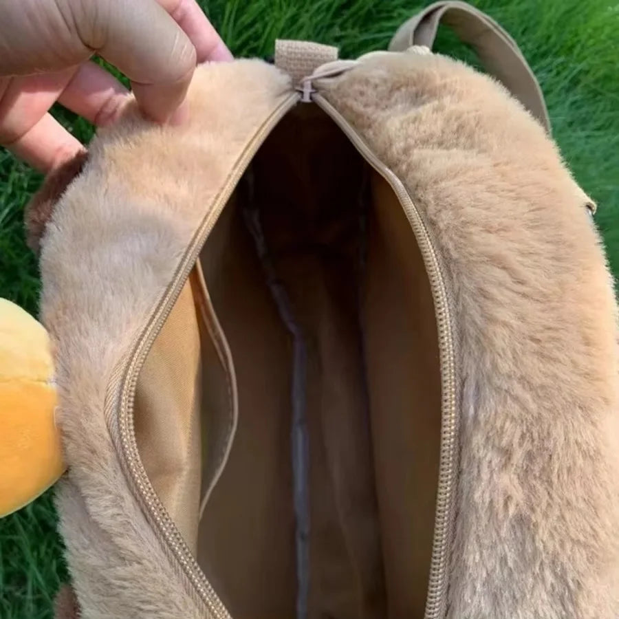 Mochila de Pelúcia Capivara | Mochila Fofa e Estilosa, Presente Criativo para Crianças e Adultos