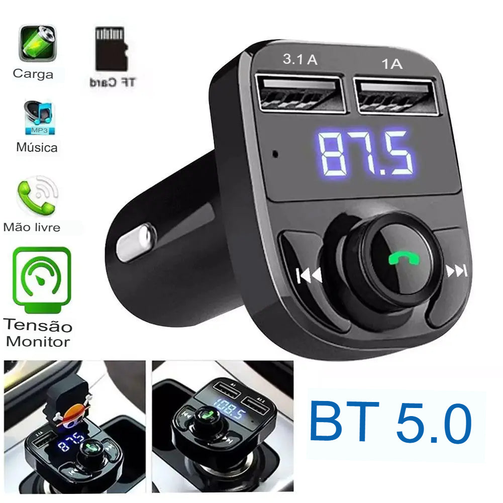 Transmissor FM Bluetooth para Carro – Carregador Automotivo