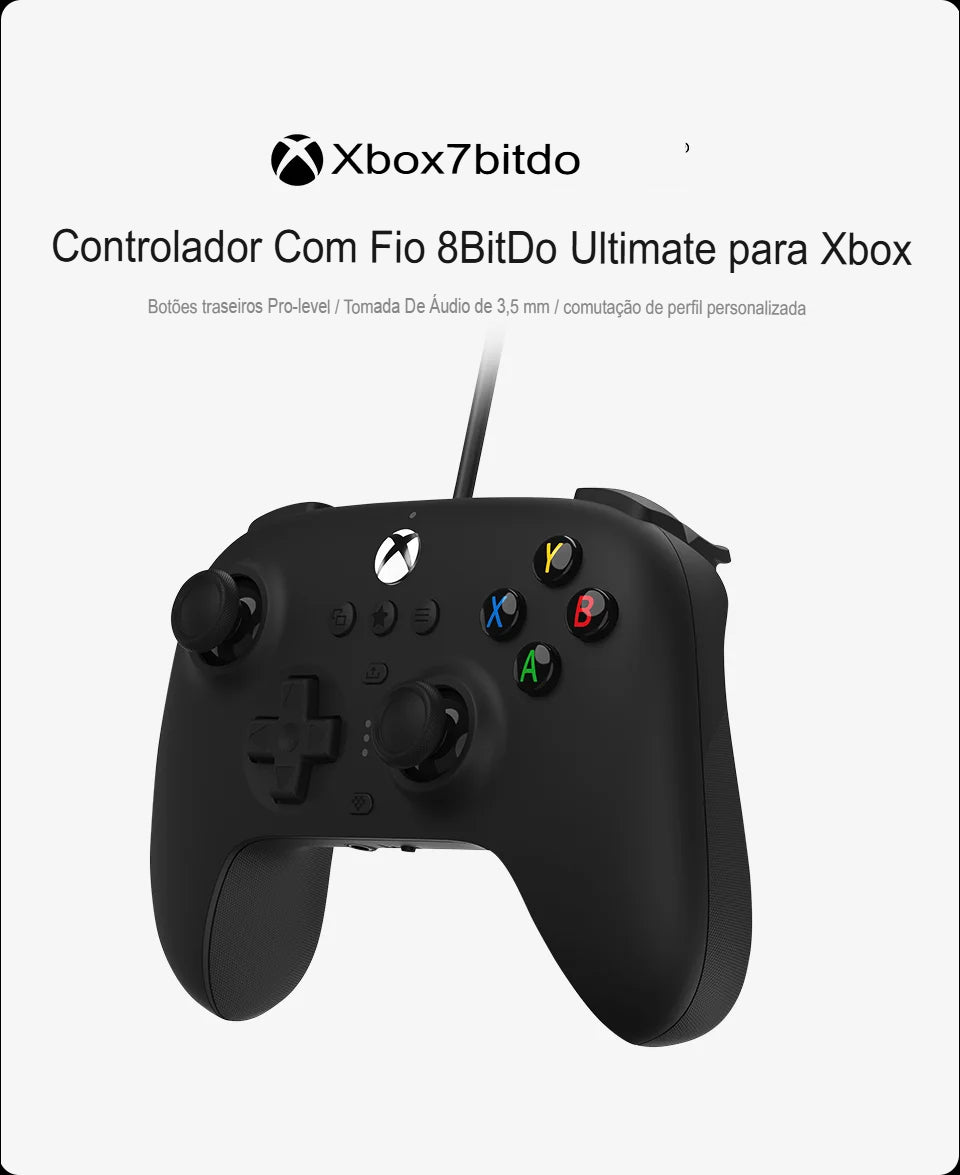 Controle com Fio 8BitDo Ultimate – Joystick com Sensor Hall Effect para Xbox e PC