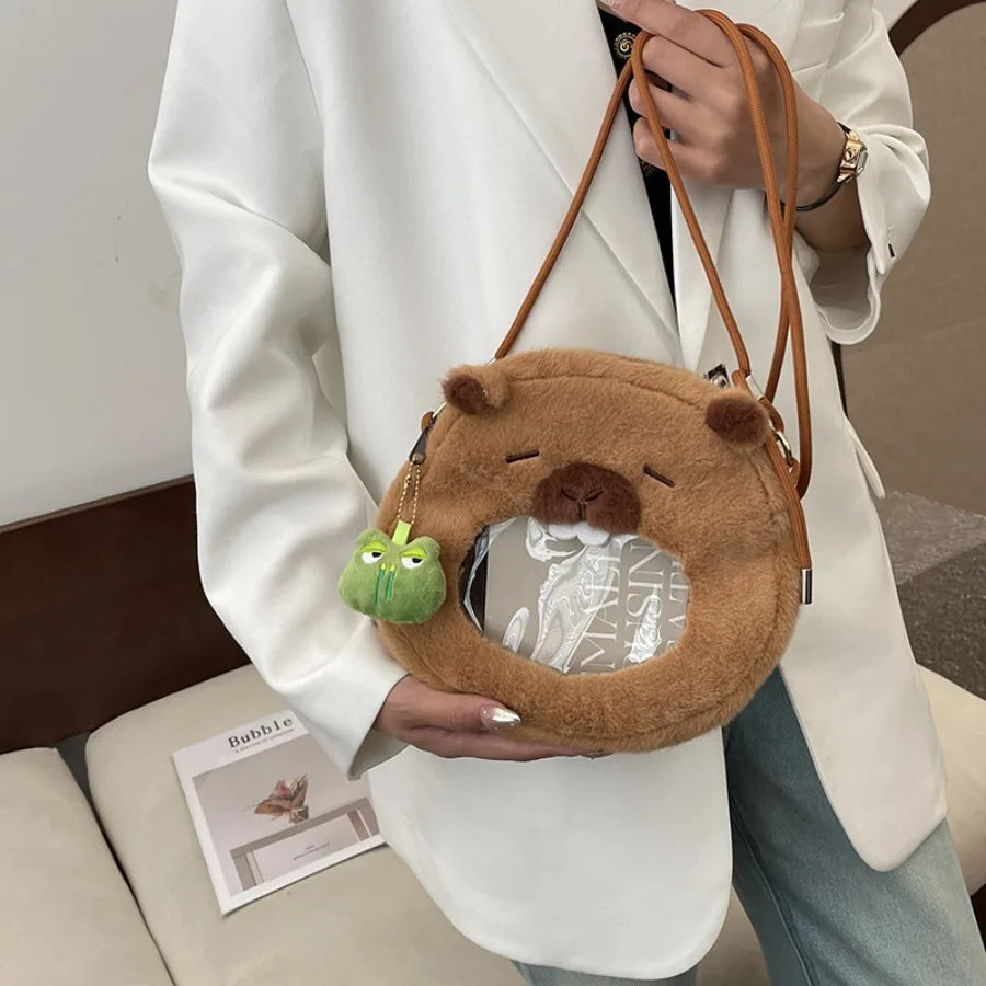 Mochila de Pelúcia Capivara | Mochila Fofa e Estilosa, Presente Criativo para Crianças e Adultos