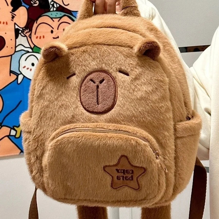Mochila de Pelúcia Capivara | Mochila Fofa e Estilosa, Presente Criativo para Crianças e Adultos