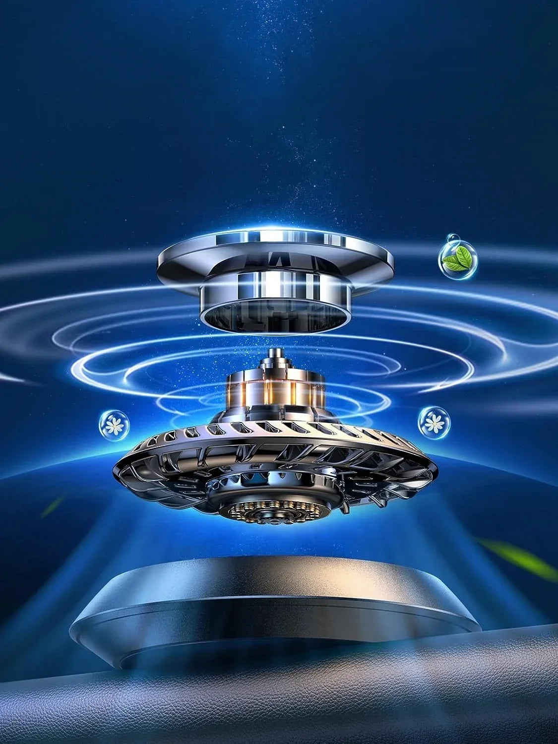 Aromatizador de Carro com Energia Solar – Rotação Automática com Fragrância de Colônia