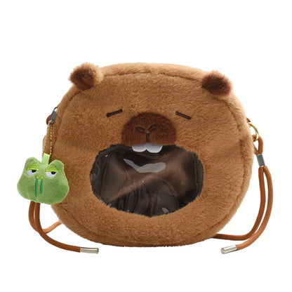 Mochila de Pelúcia Capivara | Mochila Fofa e Estilosa, Presente Criativo para Crianças e Adultos