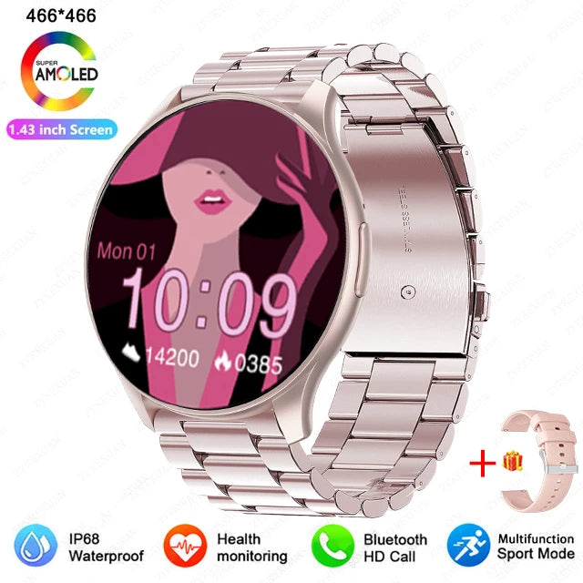 Smartwatch  com Tela AMOLED 1.43", Bluetooth e Monitoramento de Saúde – Compatível com Xiaomi, Huawei, Android e iOS