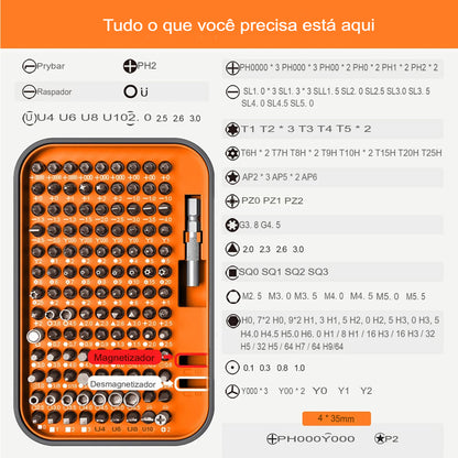 Kit de Chaves de Fenda Magnéticas WOZOBUY – 25 em 1 com Bits Torx, Philips, Tri-Wing, Y e Mais
