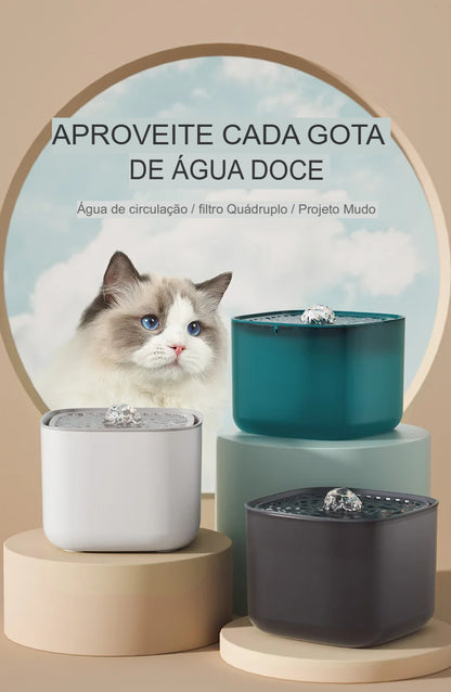 Fonte de Água Automática para Gatos 3L – Filtragem, Recirculação e Silenciosa USB