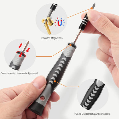 Kit de Chaves de Fenda Magnéticas WOZOBUY – 25 em 1 com Bits Torx, Philips, Tri-Wing, Y e Mais