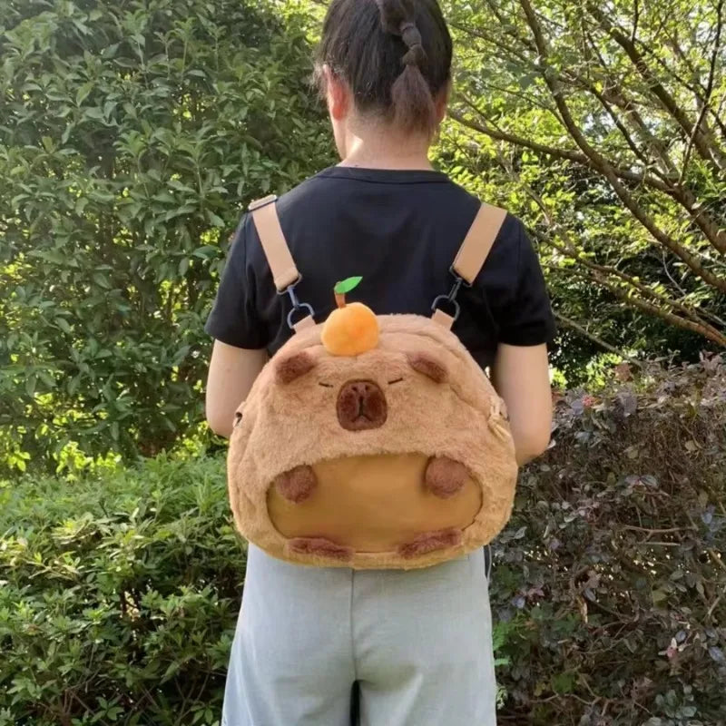 Mochila de Pelúcia Capivara | Mochila Fofa e Estilosa, Presente Criativo para Crianças e Adultos
