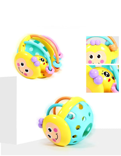 Bola Sensorial para Bebê 10cm com Chocalho - Andador Dobrável, Desenvolve Inteligência e Entretenimento para Bebês de 0 a 12 Meses