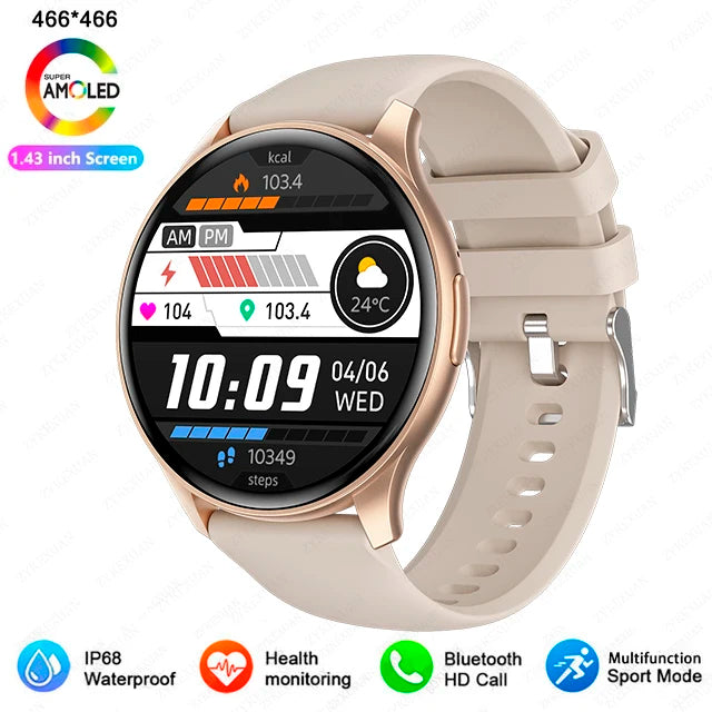 Smartwatch  com Tela AMOLED 1.43", Bluetooth e Monitoramento de Saúde – Compatível com Xiaomi, Huawei, Android e iOS