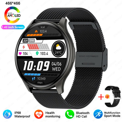Smartwatch  com Tela AMOLED 1.43", Bluetooth e Monitoramento de Saúde – Compatível com Xiaomi, Huawei, Android e iOS